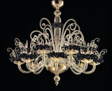 Bride/K16 Murano Hand Blown Glass Glossy Black Chandelier