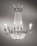 Brass Lost Wax Antique Silver And Bohemian Crystal Chandelier 152/8+4