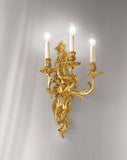 Sand Cast Brass Hand-Chaised 3 Lights Wall Lamp 755/3AP
