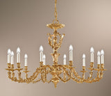 English Style Brass Lost Wax Hand-Chaised Chandelier 760/12/D115