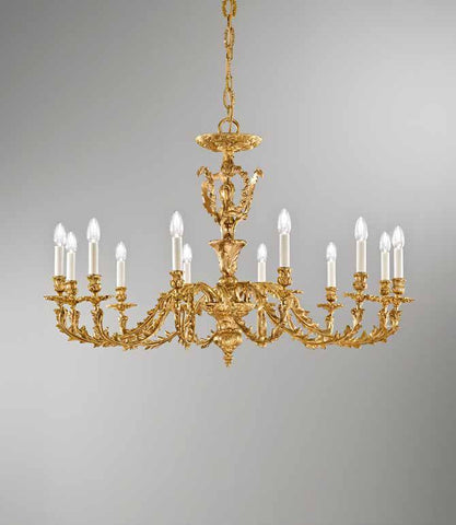English Style Brass Lost Wax Hand-Chaised Chandelier 760/12/D115