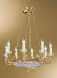 Lost Wax Cast With Bordeaux Details And Crystal Glass Chandelier 859/8+2