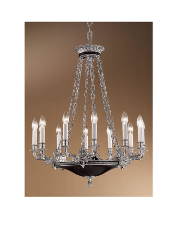 Brass Lost Wax Antique Silver And Black Detail Chandelier CL47/12/SILV