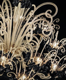 Bride/K16 Murano Hand Blown Glass Glossy Black Chandelier