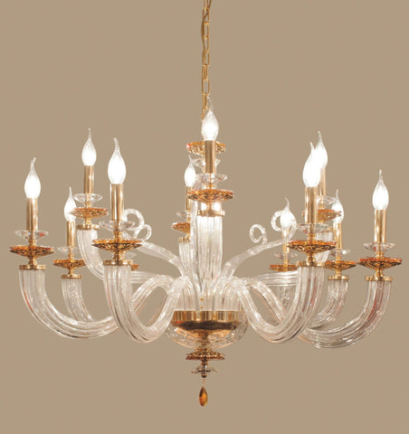 Atalia Clear Glass Shiny Gold Plated Chandelier