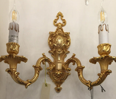 Cast Brass Hand-Chaised 24K Pure Gold Wall Lamp A4000/2