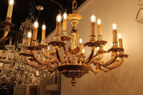 Classic Florence Cast Brass 24K Gold Plated Chandelier