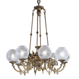 Brass Antique Brass Frosted Glass Chandelier 1166/8