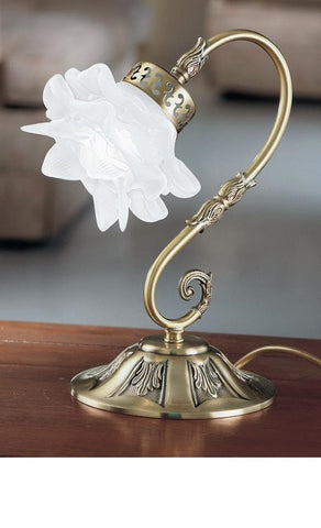Brass Antique Brass Flower Glass Table Lamp 15/LM