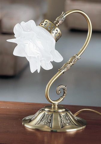 Brass Antique Brass Flower Glass Table Lamp 15/LM – Avanti Group Ltd