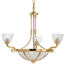 Brass Gold Plated Clear Carved Crystal Shade Chandelier 1893/3+3-C