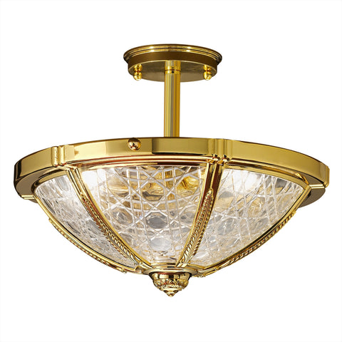 Brass French Gold Clear Crystal Ceiling Lamp 1893/SF-C