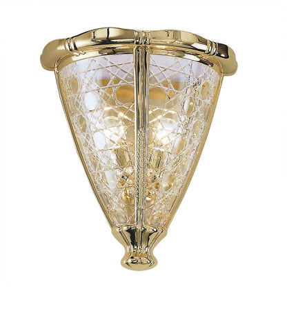 Brass Gold Plated Carved Crystal 2 Lights Wall Lamp 1898/A2-C