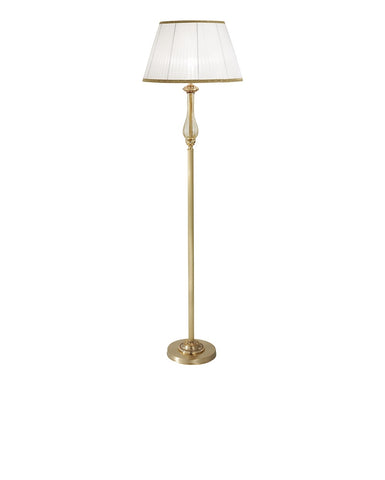 Brass French Gold Amber Crackle Glass Floor Lamp 227/P