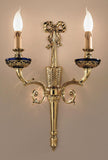 Brasss Shaded Gold Blue Crystal Wall Lamp 236/A2
