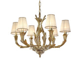 Brass French Gold Pleated Organza Shade Chandelier 330/6-P