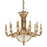 Brass Shaded Gold Carved Crystal Chandelier 4071/18+6