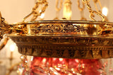 Brass Body With Red Crystal Bowl Chandelier 4300/6+3