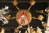 Brass Body With Red Crystal Bowl Chandelier 4300/6+3