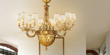 Brass Shaded Gold Amber Crystal Chandelier 431/15+2