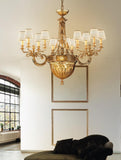 Brass Shaded Gold Amber Crystal Chandelier 431/15+2