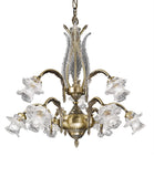 Brass Antique Brass Flower Crystal Shade Chandelier 917/6+3