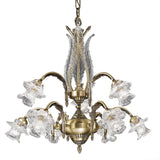 Brass Antique Brass Flower Crystal Shade Chandelier 917/6+3