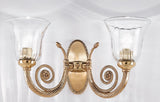 Brass French Gold Glass Shade 2 Lights Wall Lamp 918/A2